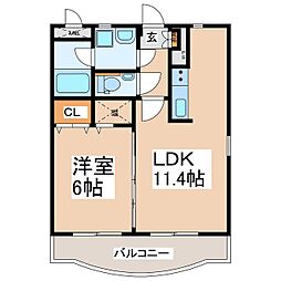 ルミエール常入 1LDKの間取図画像