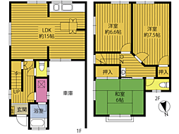 森町西坂本戸建 3LDKの間取り