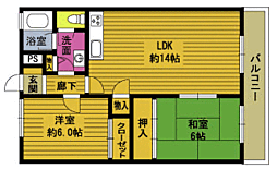 ラポール皆春 1階2LDKの間取り