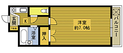 松岡コーポ 3階1Kの間取り