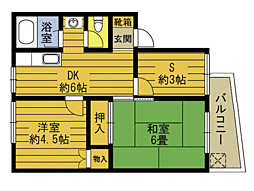 グリーンビル三佐 2SDKの間取図画像