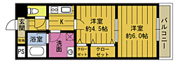 パレ・ドール鶴崎2 2Kの間取図画像