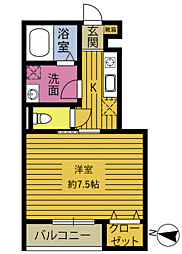 ルシャノワール二本木 1Kの間取図画像