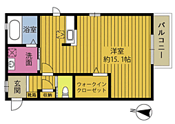 パークイン三川A ワンルームの間取図画像