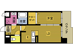 アージョスパジオ鶴崎 1LDKの間取図画像