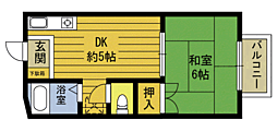 プレジール花の木B棟 1DKの間取図画像