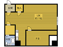スペースナイン ワンルームの間取図画像
