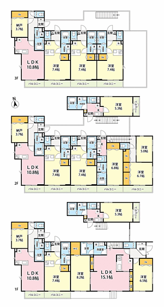 戸建収益物件全体の図面です。　　　　　　　　　　　　　　　居住部分及び収益賃貸部分合わせて435.3m2