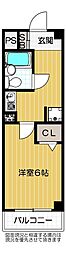 メロディーハイム夕陽丘 1Kの間取図画像