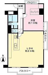 梅田シティビラアクト3 1LDKの間取図画像