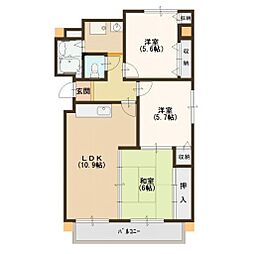 エルスト東住吉 3LDKの間取図画像