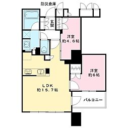 ブランズタワー大阪本町 2LDKの間取図画像