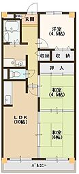 レジデンスウエストアロウ夕陽ケ丘 3LDKの間取図画像