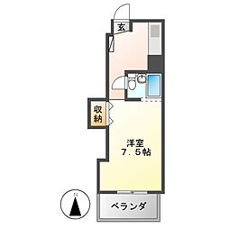 コーポ伊勢山 5階1Kの間取り