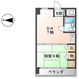 ラ・クール泉 1DKの間取図画像