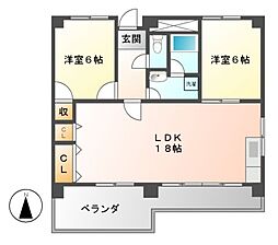 三洋ビル 2LDKの間取図画像