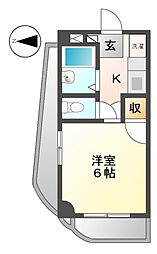 サンマンション大曽根 2階1Kの間取り