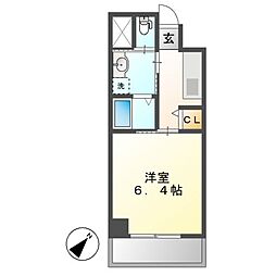 ワイズタワー新栄 7階1Kの間取り