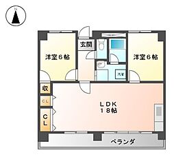 三洋ビル 2LDKの間取図画像
