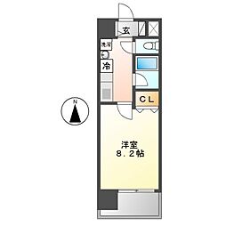 グレイス大曽根 6階1Kの間取り