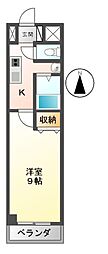 サンパティーク東片端 7階1Kの間取り