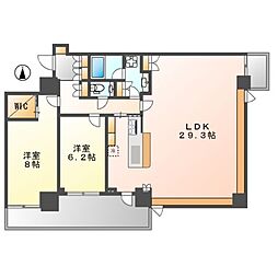 ブリリアタワー名古屋グランスイート 5階2LDKの間取り