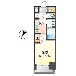 プレサンス東別院駅前II 9階1Kの間取り