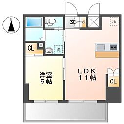 名古屋市営東山線 亀島駅 徒歩5分の賃貸マンション 4階1LDKの間取り