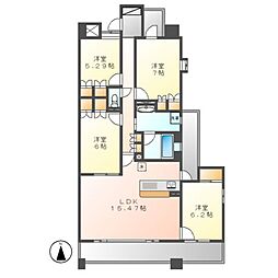 エスティメゾン東白壁 4階4LDKの間取り