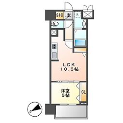 ザ・シンフォニア新栄 4階1LDKの間取り