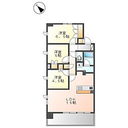 レ・ジェイド名古屋 3階3LDKの間取り