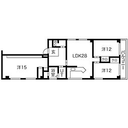 モリダイヤハイツ栄 11階3LDKの間取り