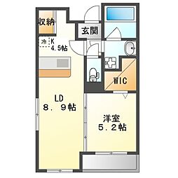 カロス新栄 4階1LDKの間取り