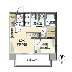 オープンレジデンシア葵ザ・プレイス 14階1LDKの間取り
