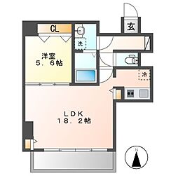 プレミアムコート葵 7階1LDKの間取り