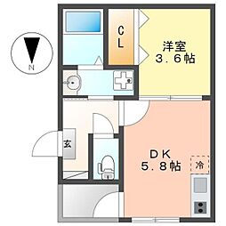 名古屋市営東山線 中村公園駅 徒歩8分の賃貸アパート 1階1DKの間取り