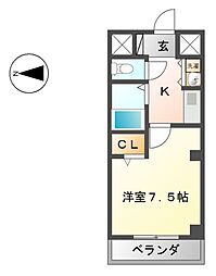 アヴァンセドミール 1Kの間取図画像