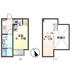 ゼウス 1階1Kの間取り