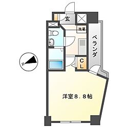 エステムプラザ名古屋・栄プレミアム 7階1Kの間取り