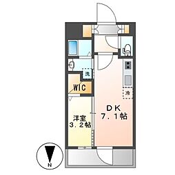 エステムコート名古屋上前津 2階1DKの間取り