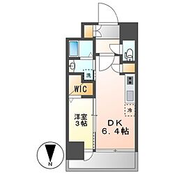 エステムコート名古屋上前津 2階1DKの間取り