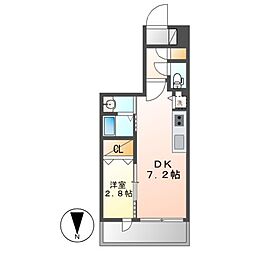 エステムコート名古屋上前津 7階1DKの間取り