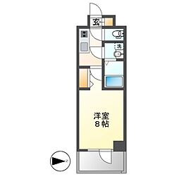 エスリード栄クロスシティ 8階1Kの間取り