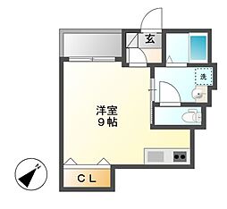 アールスマートコボ新栄（ R-Smart covo 新栄） 3階ワンルームの間取り