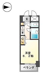 ミスターワシントンビル 2階1Kの間取り
