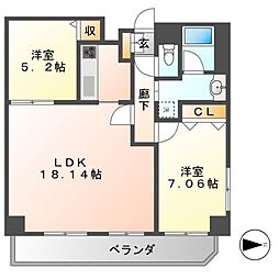 ケーディーエックスイズミレジデンス（KDX泉レジデンス） 9階2LDKの間取り