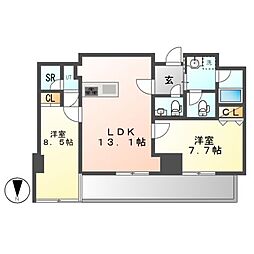 さくらＨｉｌｌｓ　ＮＩＳＨＩＫＩ　Platinum Residence 13階2LDKの間取り