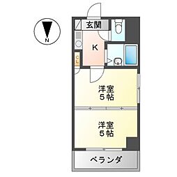 オアシス日向 4階2Kの間取り