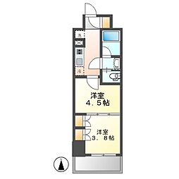 ザ・パークハビオ名古屋松原 12階2Kの間取り