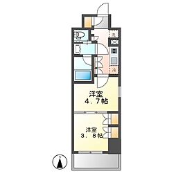 ザ・パークハビオ名古屋松原 13階2Kの間取り